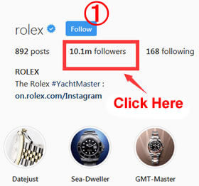 how to find rich sugar daddies on Instagram (Example account of Rolex)